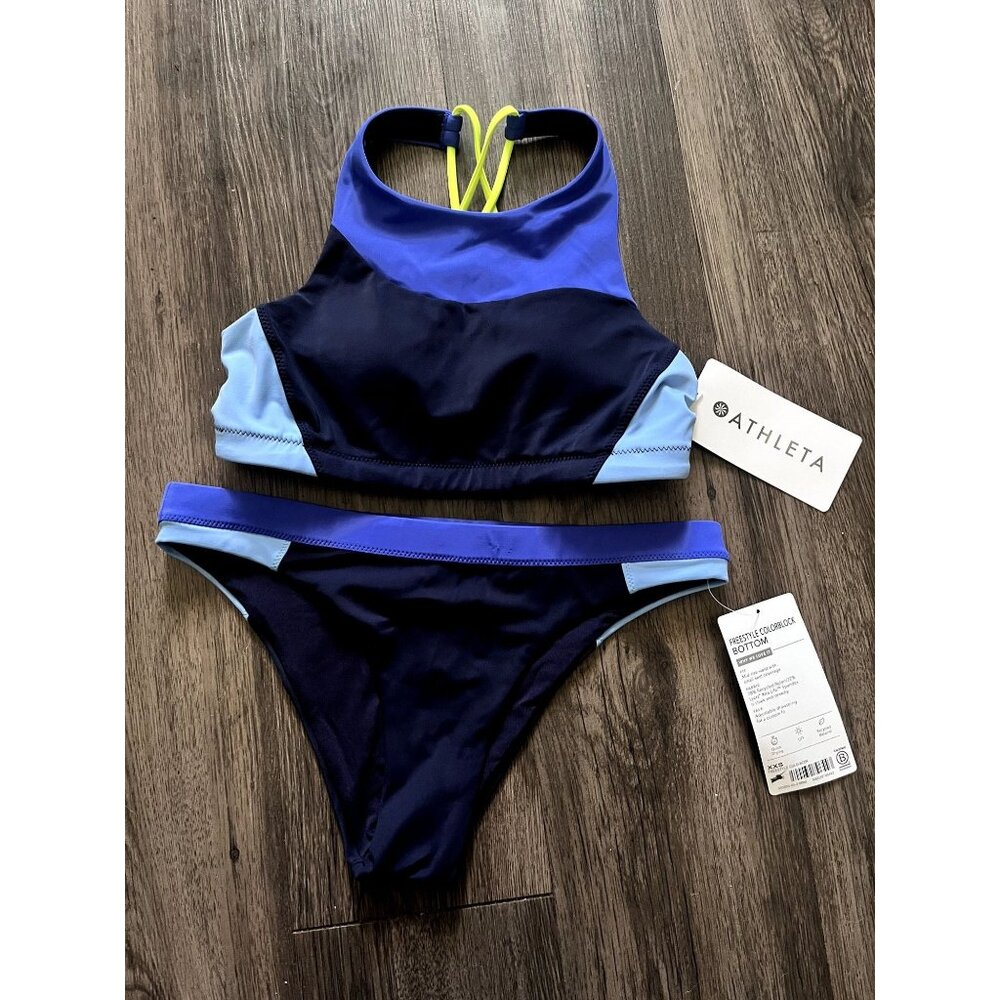 Athleta Freestyle Colorblock High Neck Bikini‎ Set Size XXS